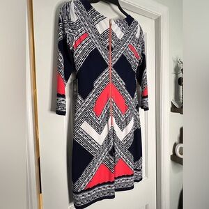 #22 VINCE CAMUTO • 1/2 SLEEVE SHIFT DRESS • NAVY/CORAL/WHITE • NWT